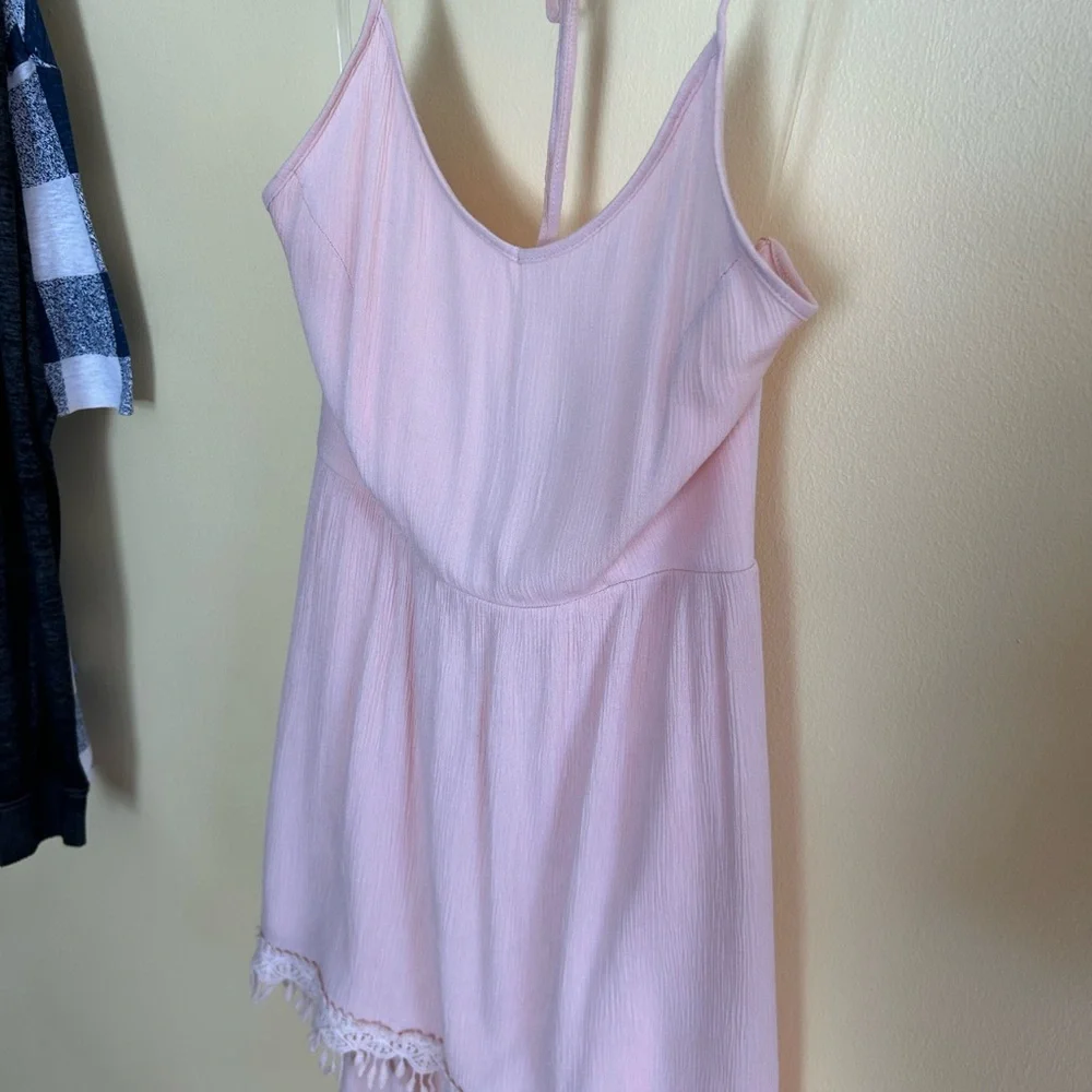 EUC Jella Couture Blush Pink Lined Crinkle Material Dress, w/Straps and Backless - Picture 10 of 16